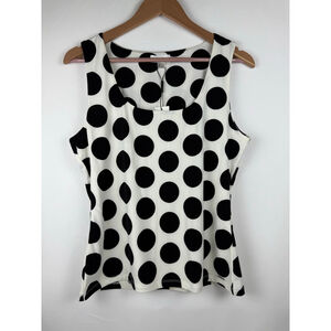 Women's Calvin Klein Polka Dot Tank Top White/Black Size L